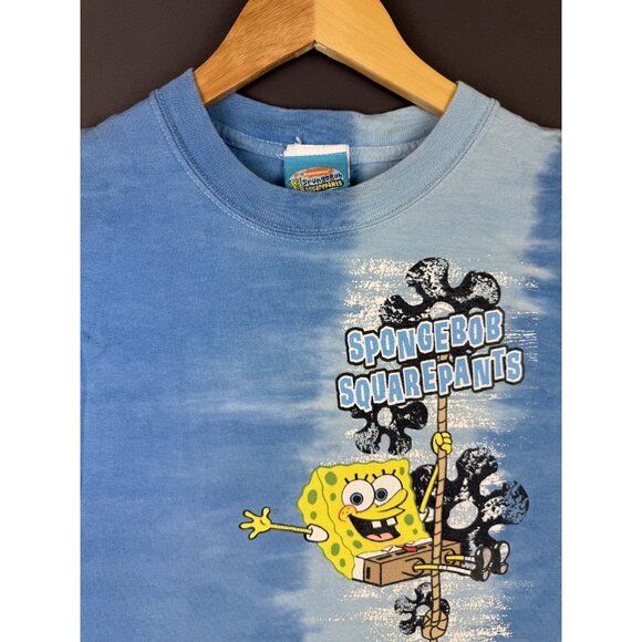 Vintage Y2K Nickelodeon Sponge Bob Square Pants Tie Dye Kids Shirt Large - Picture 4 of 12